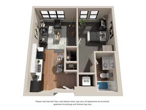 Floor plan for 1 bed, 1 bath, 525 sqft